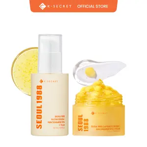 [KSECRET Official] SEOUL 1988 Golden Glow Set | Niacinamide Glow Serum + Capsule Cream | Brightening & Hydrating Care for Uneven Skin Tone