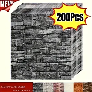20/30/40/50/100 Pieces 3D Wall Tile Stickers, Brick Pattern Foam Self-Adhesive Waterproof Moisture-Proof Ceiling Stickers, Easy to Stick and Peel, Easy to Clean and Free to Cut, Suitable for Kitchen Living Room and Bathroom Corridor, texture Style