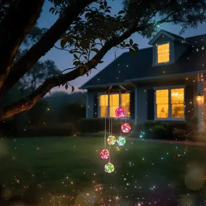 Solar Wind Chimes for Outside, Color Changing  Solar Lights Outdoor , Plastic Light Up Wind Chimes, Rose Shape Garden Decorations for Outdoor (Won't Ring)