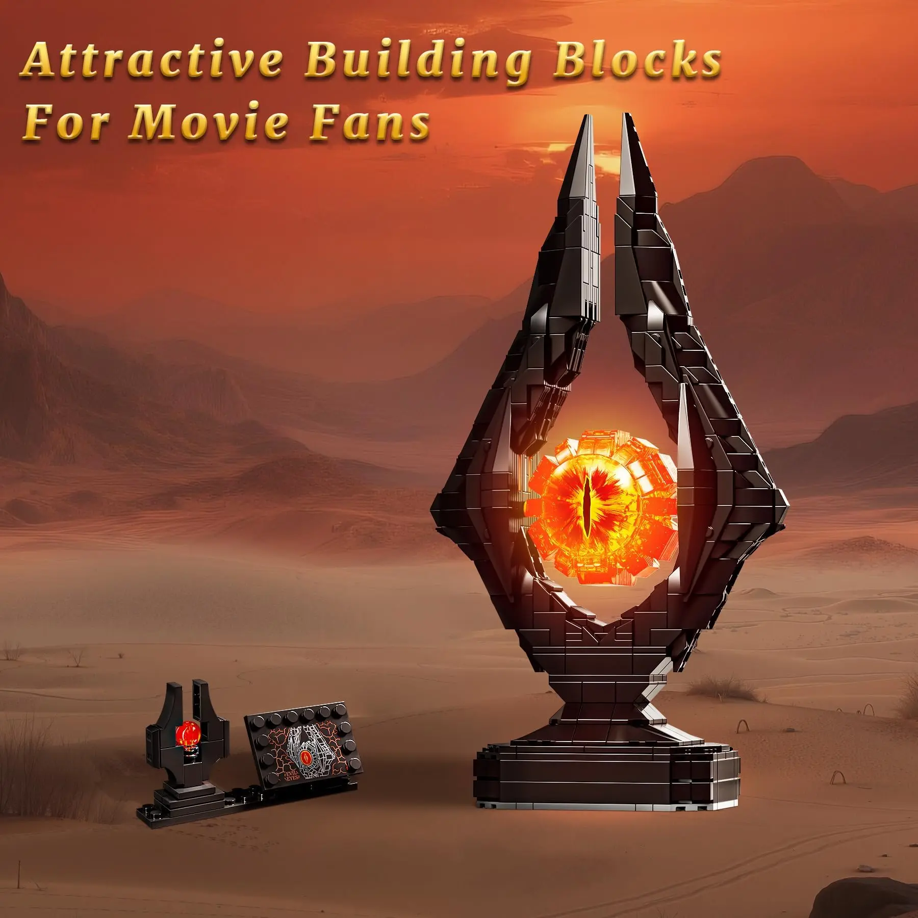 【Free Gifts + Ships Immediately】 Lord Eye Tower Building Set with Rotatable Flaming Eye Build | 925 PCS Fantasy Dark Tower Building Toy Collectible Model Kit, Unique Gifts for Adults and Teens, Home Office Desk Decor