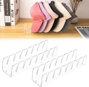 Hat Stand for Baseball Caps Display and Organizer - 2 Pcs, 2024 New No Install Acrylic Hat Holder for 14 Baseball Caps for Bedroom,Dresser,Closet Rack
