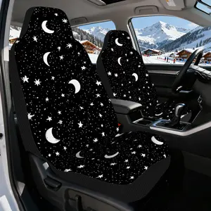 2pcs, Trendy Lunar Starscape Mural Print Front Car Seat Covers, Car Seat Protectors, Soft and Comfortable, Compatible with Most Sedan and SUV Front Seats, Perfect for Holiday Gift and Family Travel