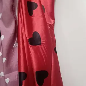 heart print contrast lace night dress SweetSlumber Sweet Cute INS Colorful Heart Print Contrast Lace Trim Cami Mini Nightgown For Women