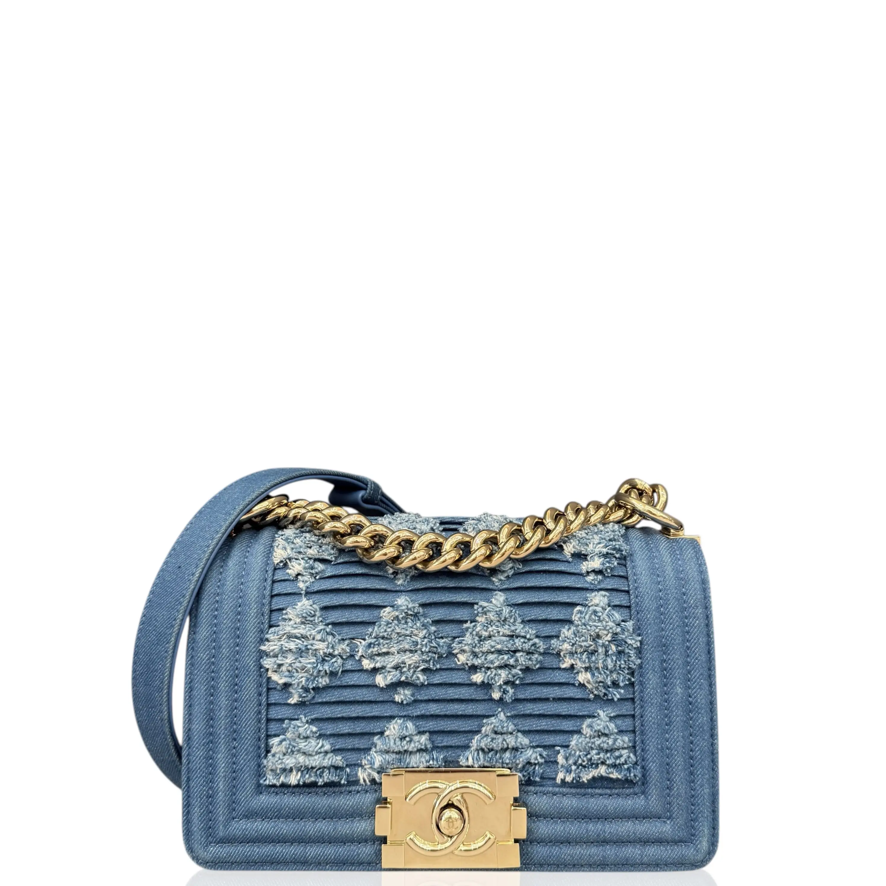 Pre-owned CHANEL Leather Shoulder Bags Mini Boy Flap Denim Blue (vb032326a4)