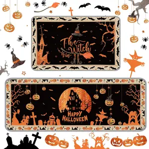 2pcs Halloween Carpet Decorations, Spooky Party Supplies for Home & Office, Perfect for Halloween Themed Events & Celebrations, Floor Rug, Home Decor Rugs