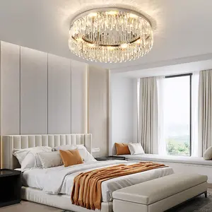 CNCEST 23.6'' Chandelier Flush Mount Light Fixture Modern Crystal Chandelier Lighting for Living Room,Bedroom, Hallway pretty  lights Ceiling Lamp