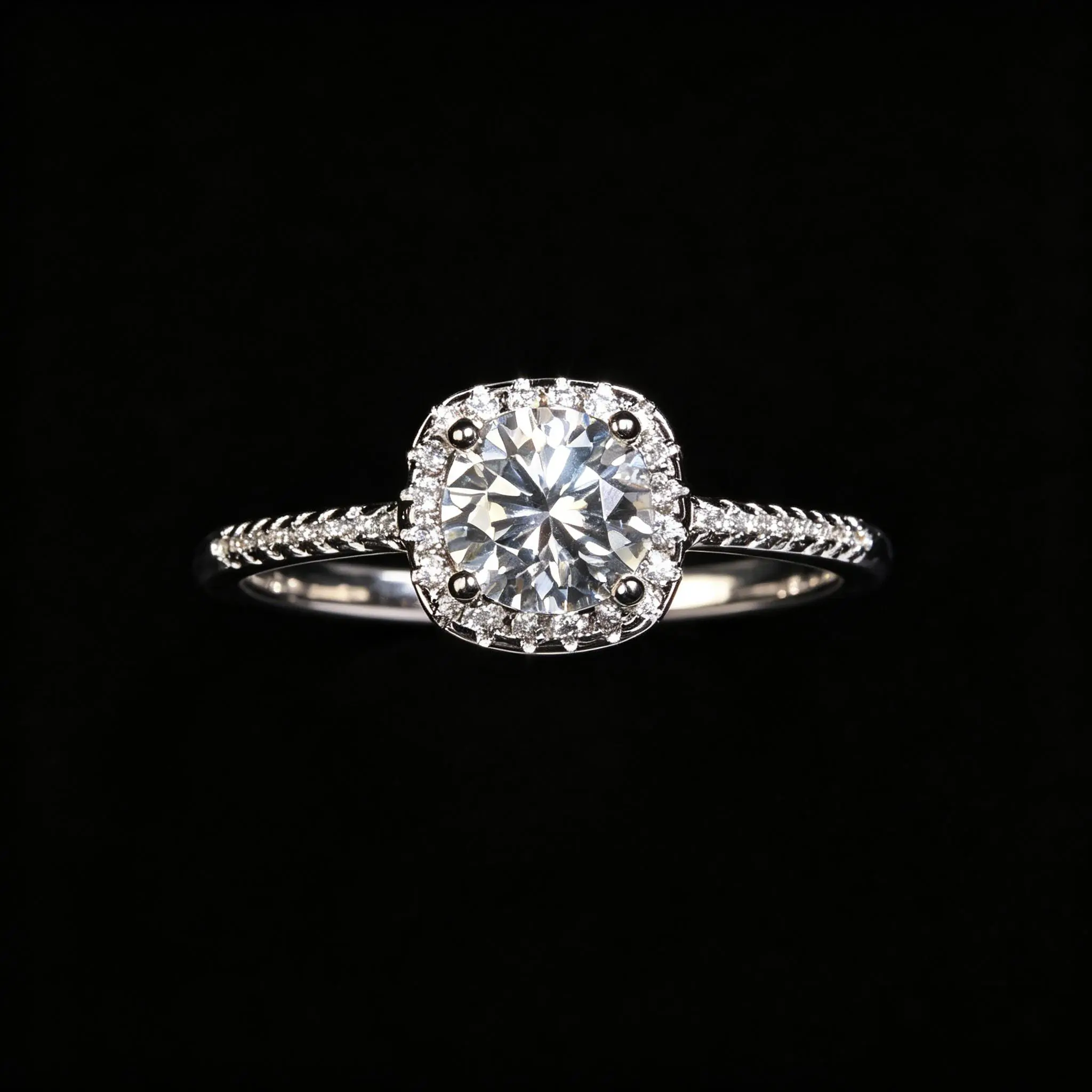 ##29 1CT MOI Size9 Cushion Double Halo Pave Moissanite Ring
