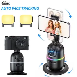 Auto Face Tracking Smartphone Selfie Accessory, Portable Rechargeable Smart Selfie Stick, Gesture Control & 360° Rotating Camera Holder for Vlogging & Live Streaming, Cellphone