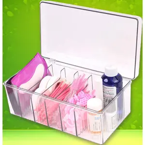 Lash Tech Cart Organizer Acrylic Lash Extension Storage Clear Container for False Eyelash Supplies Separated Lashes Organizer Boxes