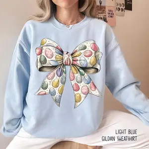 Coquette Happy Easter Sweatshirt, Cheerful Easter Apparel, Stylish Easter Shirt for Kids, Women's Easter Sweater
