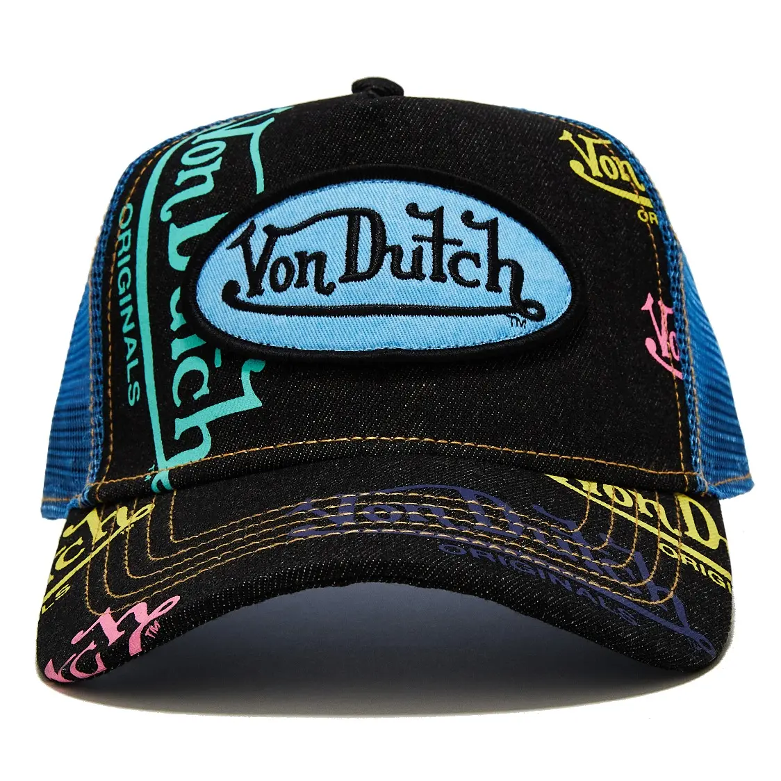 Navy Denim Blue Logo Trucker