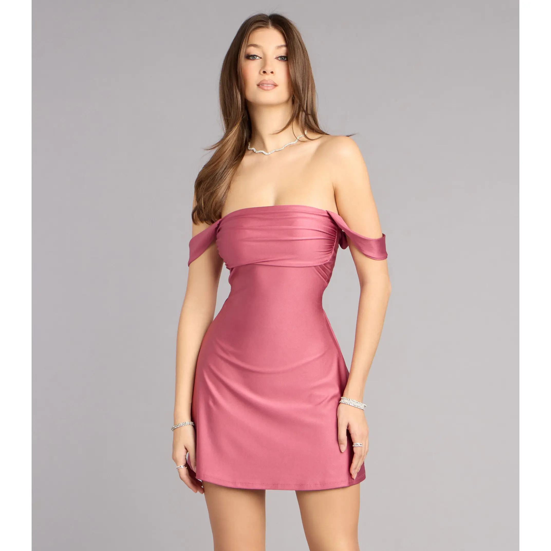 Classics Lover Off-The-Shoulder Satin A-Line Mini Dress - TikTok Shop Classics Lover Off-The-Shoulder Satin A-Line Mini Dress - TikTok Shop
