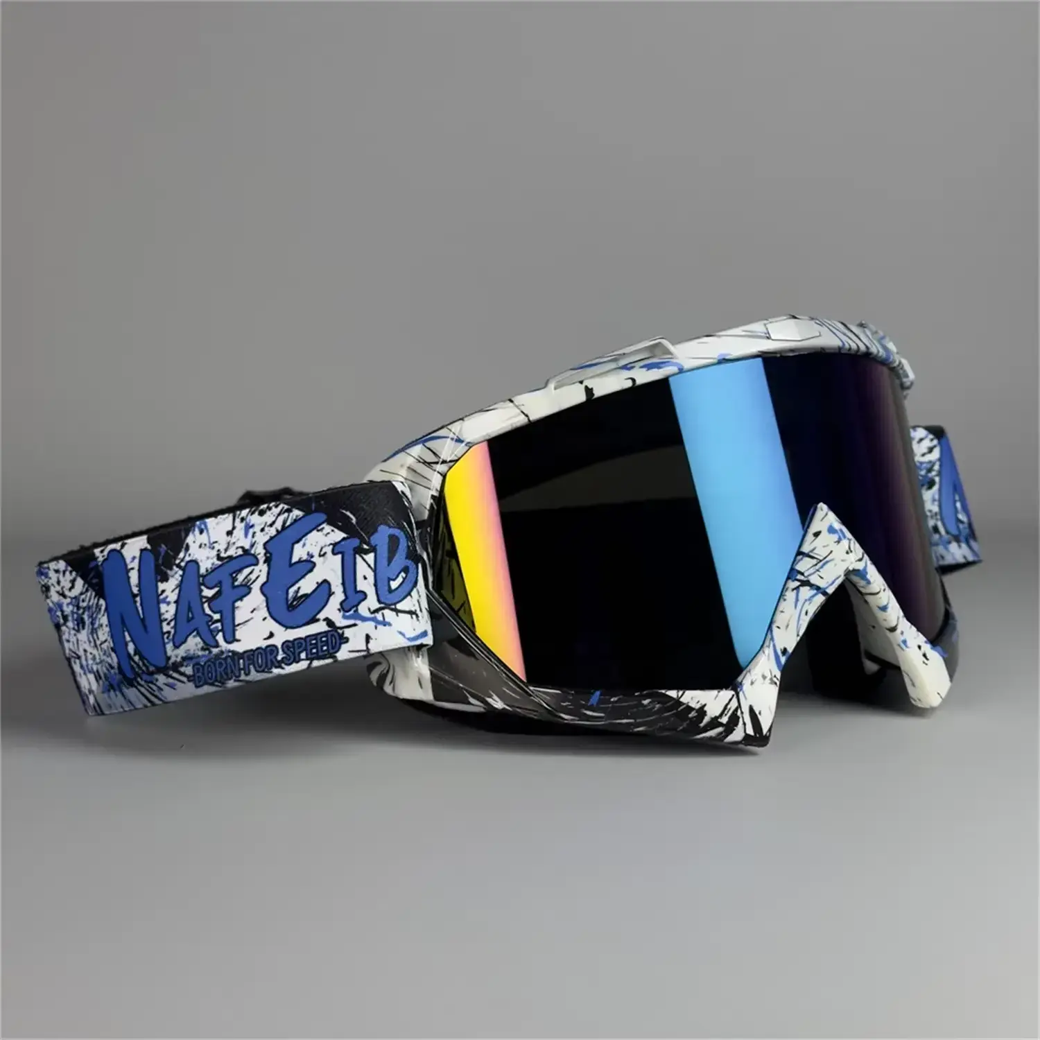 1PC NAFEIB Motocross Goggles, UV400 Dirt Bike Goggles with Adjustable Strap, Windproof Off Road Motorcycle Riding Goggles for ATV MX MTB, Unisex Men Women