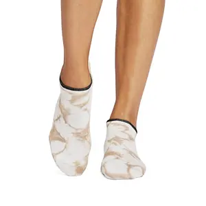 Tavi Pilates Socks - Grip Savvy Camel Tie Dye Ankle Socks with Unique Tie Dye Design for Pilates Practice Comfortable & Stylish