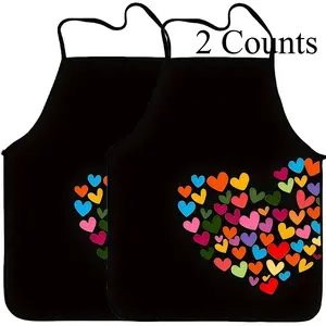 Heart shaped Pattern Apron Set,2 Counts Polyester Kitchen Apron for Cooking,Kitchen Cooking Aprons,Christmas Gift, Winter Apron for Women,Nails Design Tool,Nail Tech,Nails Art,Nails Emoji,Nails First,Nails Ideas
