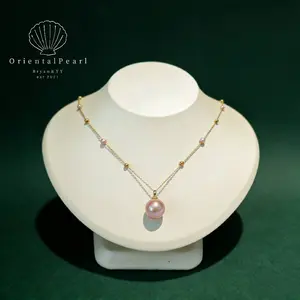 NC14-Classic Series S925 Starry Night Freshwater Pearl Necklace Purple Baby Pearls and Big Edison Pearl Ideal for Daily Wear Weddings & Birthdays