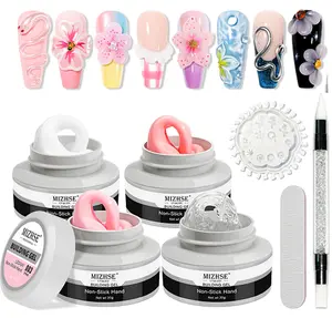 MIZHSE Solid Builder Gel, Nail Sculpture Gel Non-Sticky  Nude Clear White Pink Hard Builder Gel Nails UV LED Nail Extension Gel For Nail Salon Home Manicure Polish Silicone