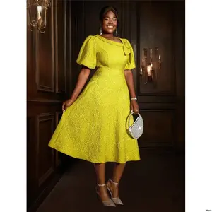 Homecoming LinePuffSleeveCocktailPartyGraduationDress Women sRoseJacquardCommutingEmbossedElegantShortSleeveA - ForBirthday WeddingGuest Graduation Dinner