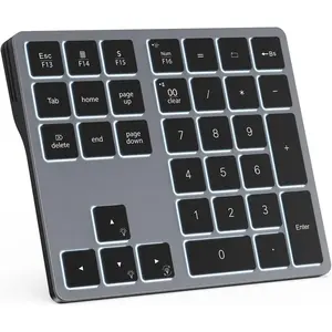 Backlit  Numeric Keypad for Laptops and Computers, Number Pads 34  with 7-Color Backlight for MacBook & Windows, Gray