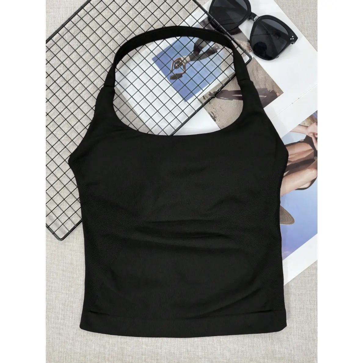 Long Camisole Sports Tank Top, Women, Built-In Removable Padded Bra, Yoga Workout Vest