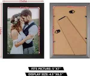 2 Pack 5x7 Picture Frame, Black Picture Frame for Wall and Tabletop Display, Resistant Plastic Photo Picture Frame with Clear Plexiglass for Vertical or Horizontal Display