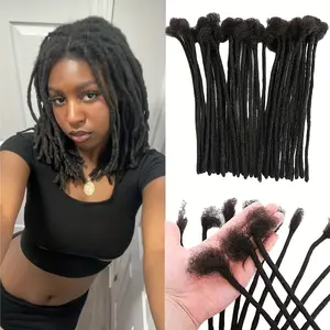 Hot Wholesale Unisex-Adult Crochet Hair Extensions, 30 Strands Handmade Permanent Dreadlock Extensions, 4-12 Inch Human Hair Locs, Dyeable, Bleachable, Curlable, 0.4cm Width - Real Human Hair Dreadlocks for Men and Women
