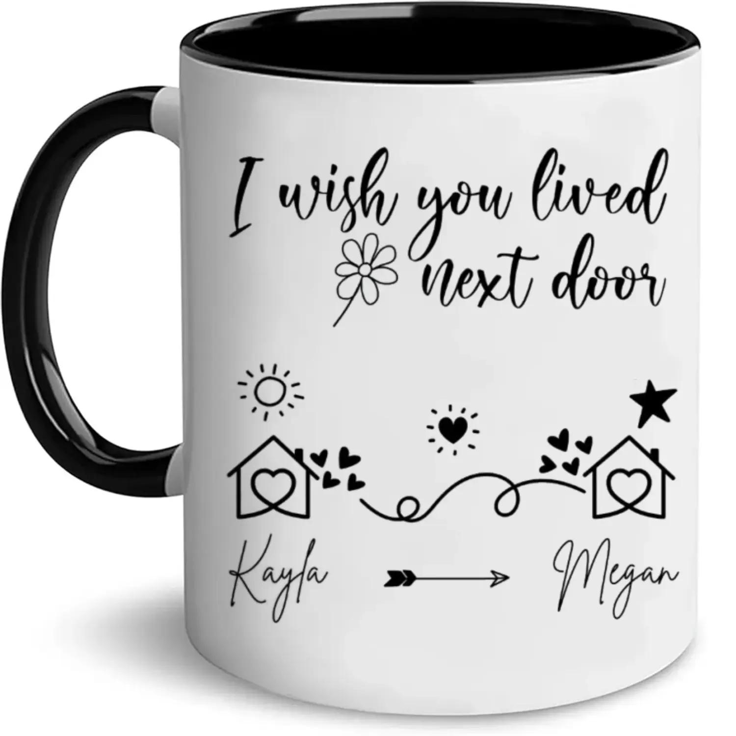 Two Friend Friendship Gift, B*St Friend Mug, Bestie Cup, Long Distance Bff Coffee Mug, I Wish You Lived Next Door Cup, 11 15oz Ceramic Cup
