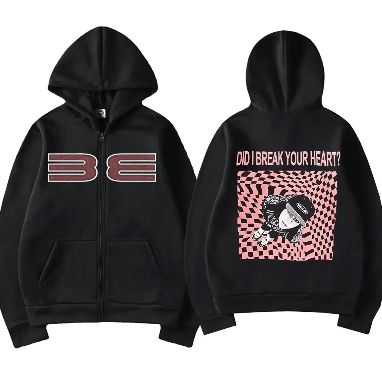 Billies Did I Break Ur Heart Zip Up Hoodie, Aesthetic Streetwear Sweatshirt, Vintage Oversized Hoodie, Trendy Merch Sweatshirt
