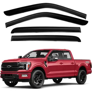 Window Visors Rain Guards for 2015-2025 2026 Ford F150 SuperCrew/2017-2026 F250/F350/F450/F550/Super Duty Crew Cab, Tape-On Side Window Wind Deflectors Vent Visors Rainproof Accessories