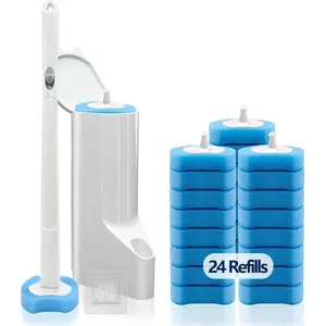 Disposable Toilet Brush with 24 Refills, Toilet Bowl Wand Starter Kit-Wand, &24 Toilet Brush Refills, Wall-Mounted Toilet Bowl Brush and Holder, Bathroom Cleaning Supplies.