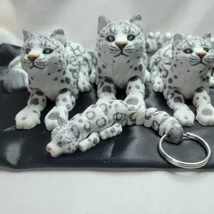Flexi Snow Leopard Large Desk Toy - Poseable Figures, Articulated for Bags, Backpacks, and Purse Wallets