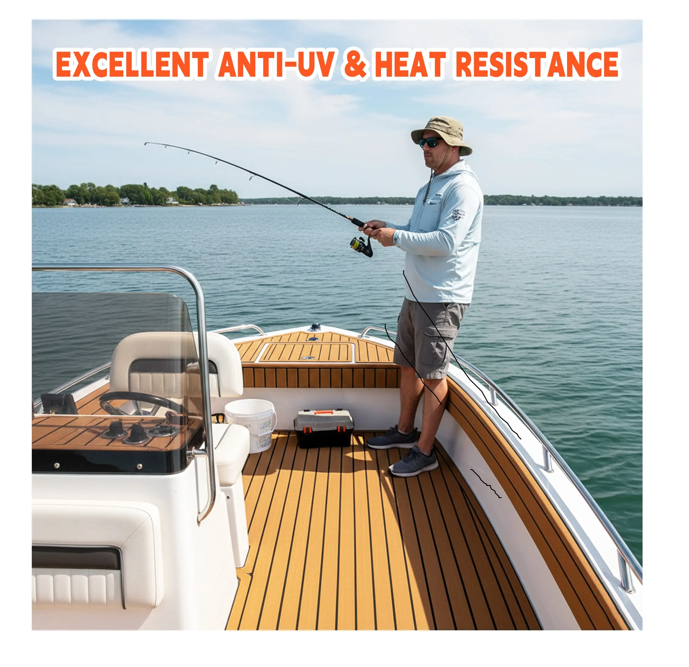 EVA Foam Marine Deck Mat - Waterproof, Non-Slip, Self-Adhesive Boating Gear with Shock-Absorbent Water Protection, Easy DIY Installation for Yacht, Kayak, Pontoon, RV, Surfboard, Swimming Pool, Marine Decks