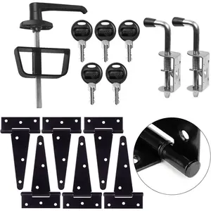5-Key Double Door Shed Hardware Kit - Complete with Hinges, Latches, and L-Handle Lock - Includes Window and Door/Window Hinge Set, for Gates, playrooms