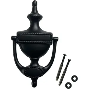 Solid Brass Victorian Rope Type Door Knocker, 7-3/8", Matte Black, 1 Pack, Made in Taiwan