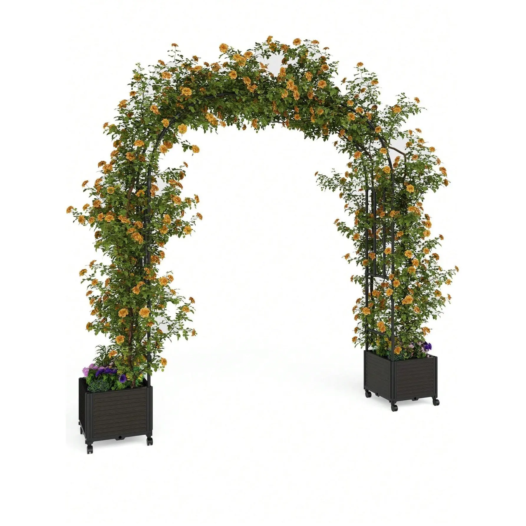 Span 70.9" Garden Arch Trellis For Climbing Plants, Metal Wedding Arch Flowers Frame Backdrop Stand,Balloon Decor Garden Arch Arbor For Wedding Garden Party Plant Support Flower,Raised Planter Box