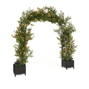 Span 70.9" Garden Arch Trellis For Climbing Plants, Metal Wedding Arch Flowers Frame Backdrop Stand,Balloon Decor Garden Arch Arbor For Wedding Garden Party Plant Support Flower,Raised Planter Box