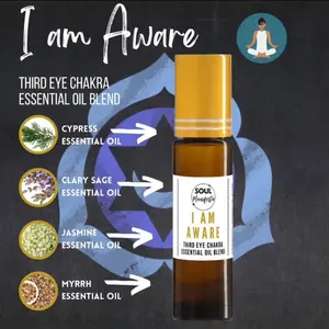 SOUL Manifesta I am Aware Third Eye Chakra Essential Oil Blend Therapy Essential Oil for Mindfulness and Well-being Wellness Aromatherapy Therapeutic spell oil natural focus