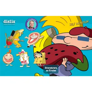 Disliz Officially Licensed Hey Arnold! Downtown As Fruits Limited Edition 5-Pin Collectible Set | 1 in 10 Signed by Craig Bartlett, creator of Hey Arnold!