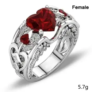 Creative ring princess heart ruby ring jewelry, multi-color optional