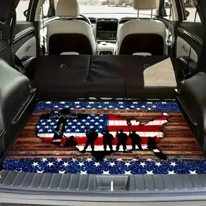 1-piece patriotic-themed car trunk mat, American flag pattern, non-slip, wear-resistant, easy to clean, suitable for all seasons, suitable for SUVs/trucks, unisex gift