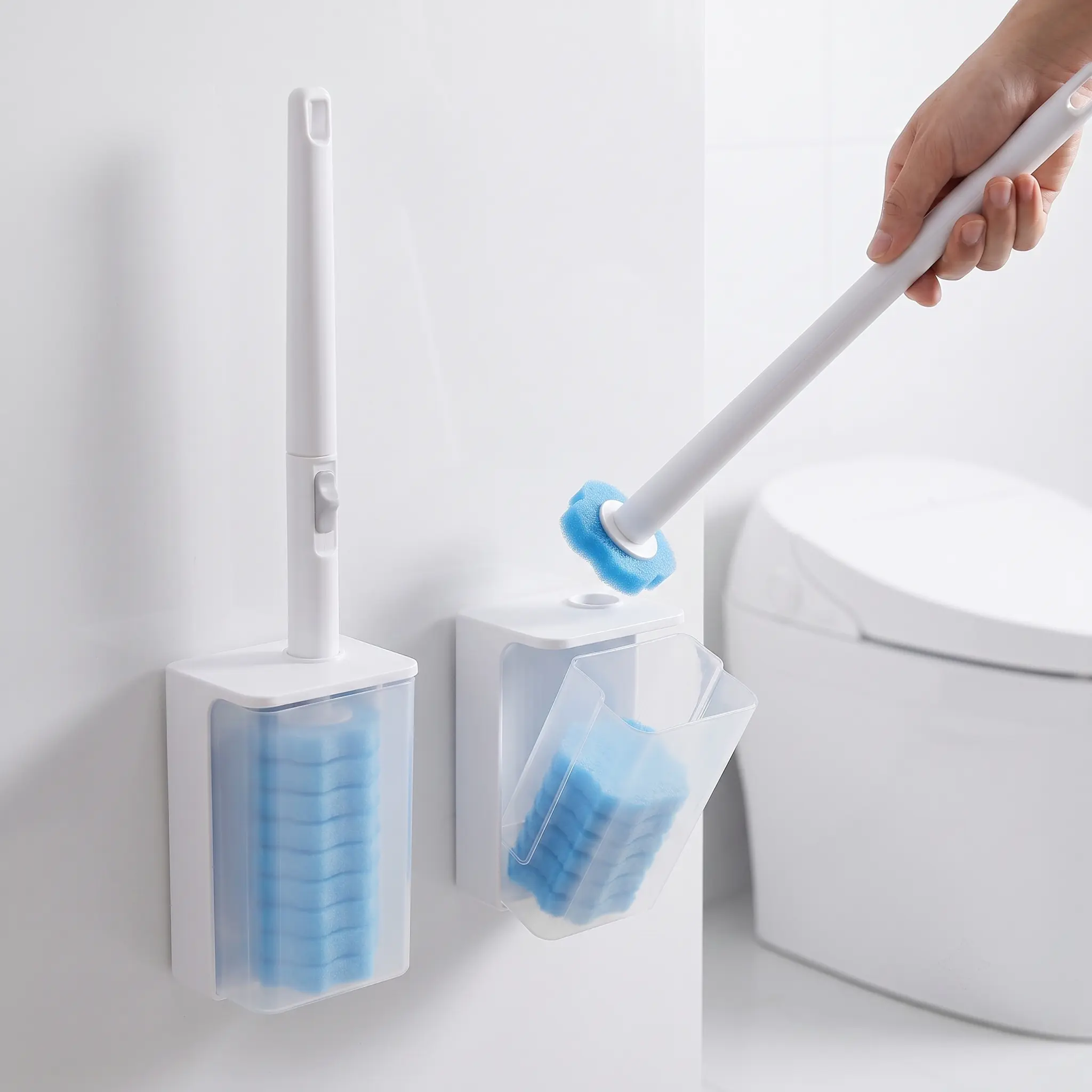 Disposable Toilet Brush Toilet Bowl Cleaner, ToiletCleaning Supplies, Toilet Brush with Holder, 8 Refills forDeep Cleaning and Hygienic Bathroom Maintenance