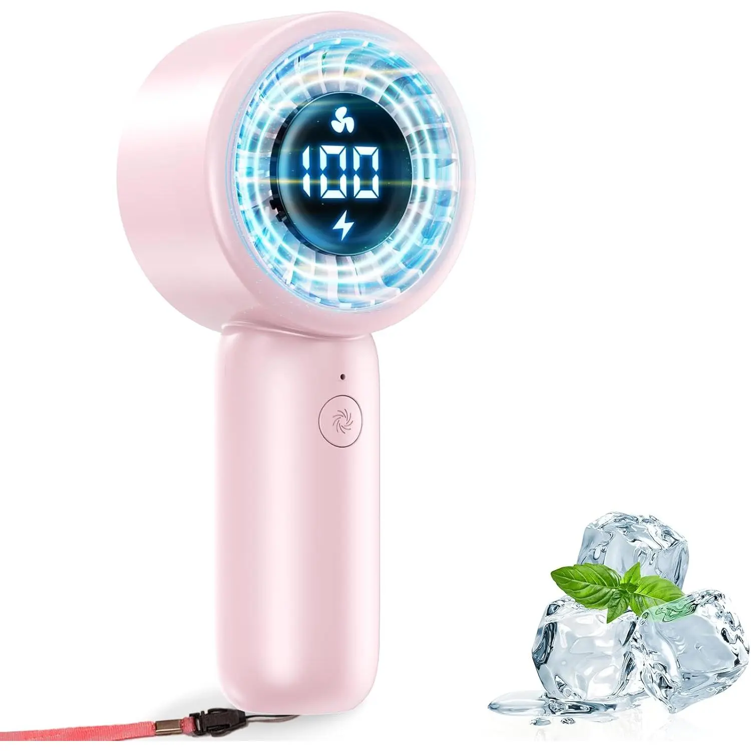 Portable Handheld Turbo Fan with LED Display - Turbocharged 32ft Cooling, Long-lasting 5 Speeds 4oz Lightweight, USB Rechargeable Mini Personal Hand Held Fan  for Women Men Travel, Office, Makeup