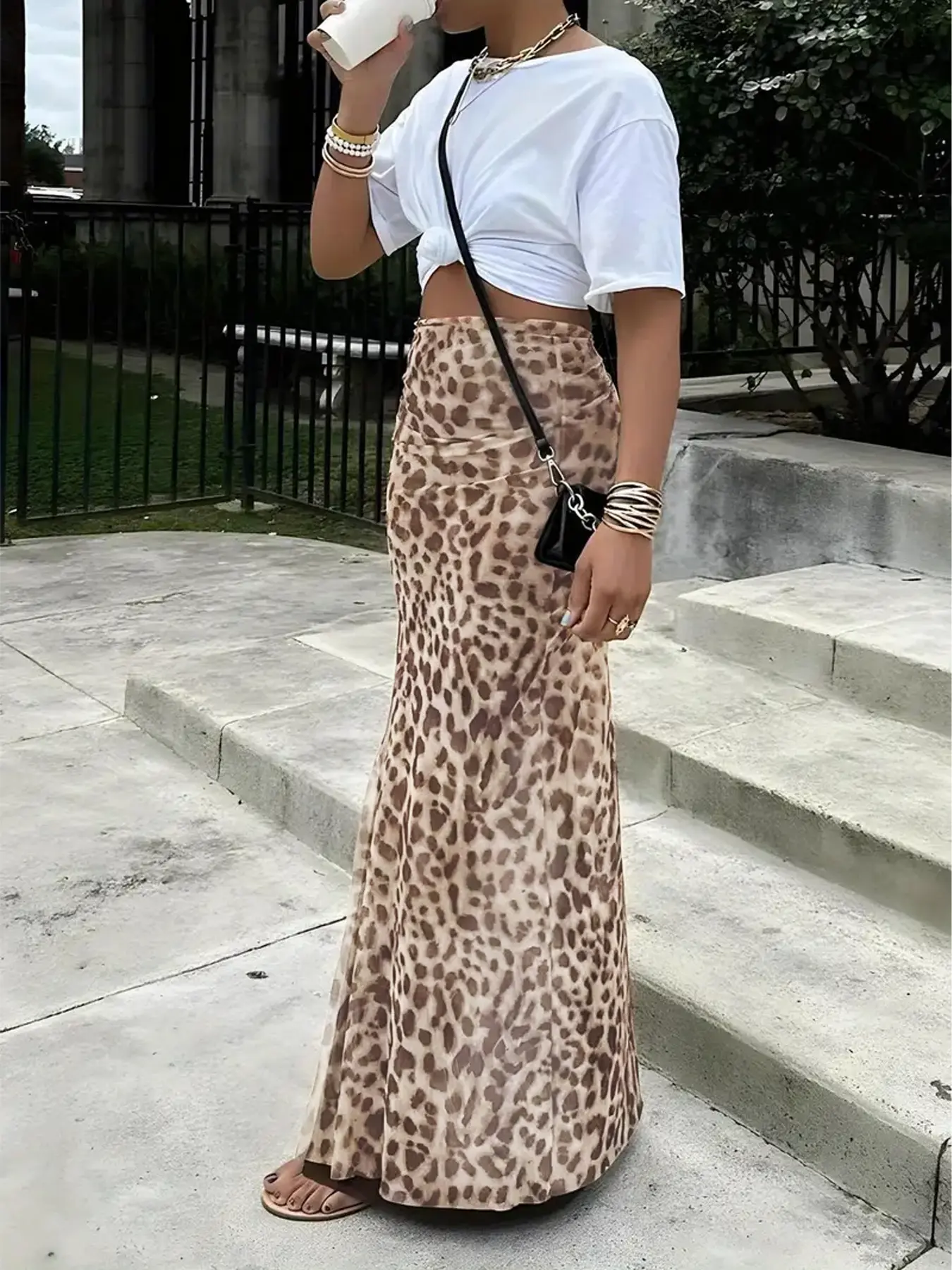 Women's Leopard Print Casual Knit Dress, Comfortable Daily Wear, Vintage  Style, Chic, Outdoor Travel Fashion, Youthful and Trendy Look - TikTok Shop
