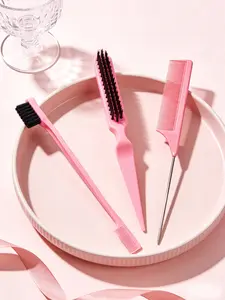 Hair Styling Tool Set, 3pcs/set Hair Brush & Comb, Heatless Hair Styling Tool for Women & Girls, Hairdressing Tool for Home & Salon Use, Home Hair Kit