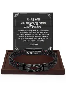 1PC Unique Christmas Gift for Man, Ideal Birthday Gifts for Man Leather Bracelets, Knotted Bracelets Jewelry for Man with Gift Card, Perfect Bracelet for Daily Wear Gift for Man, Personalized Jewelry