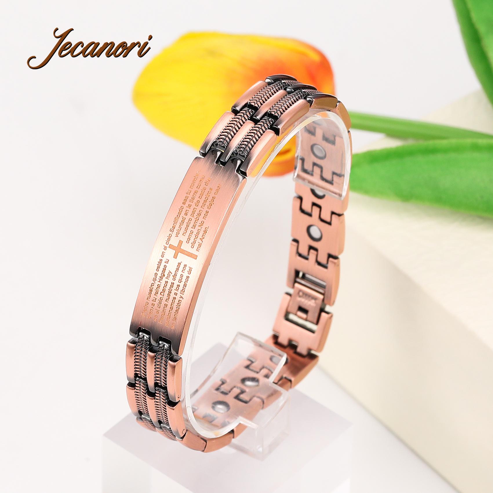 Jecanori Copper Cross Bracelet for Men Ultra Strength Magnetic