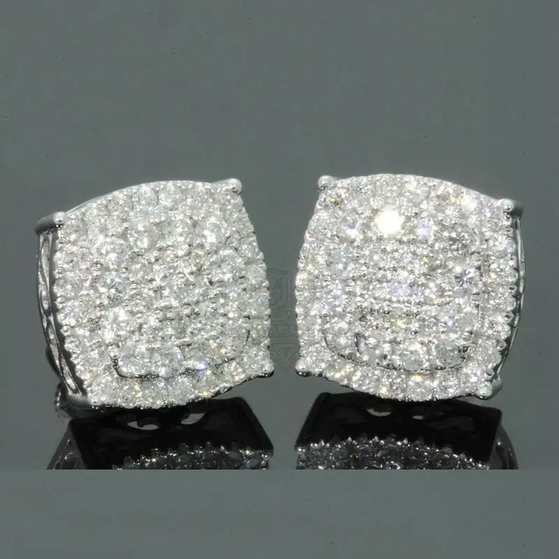 【Must be】Hip Hop Micro Pave AAA Zircon Stone Stud Earrings Men Women Luxury Geometry Square Zircon Earrings