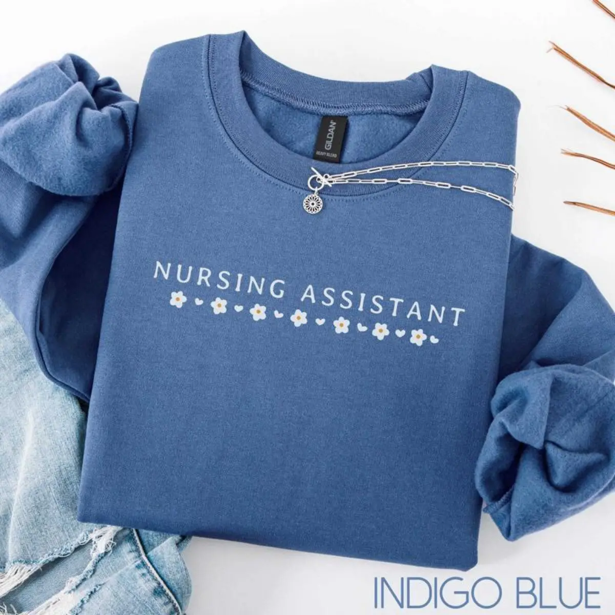 CNA Nurse T-Shirt or Sweatshirt, Certified Nursing Assistant Sweater, Floral CNA Nurse Short Sleeve, CNA Nurse Tee, CNA Nurse Cotton Fabric