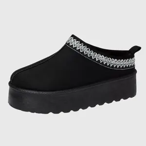 Alpine Swiss Emily Womens Platform Slippers Faux Fur Warm Slip On Clog Shoes Short Ankle Boots Black 9 M US