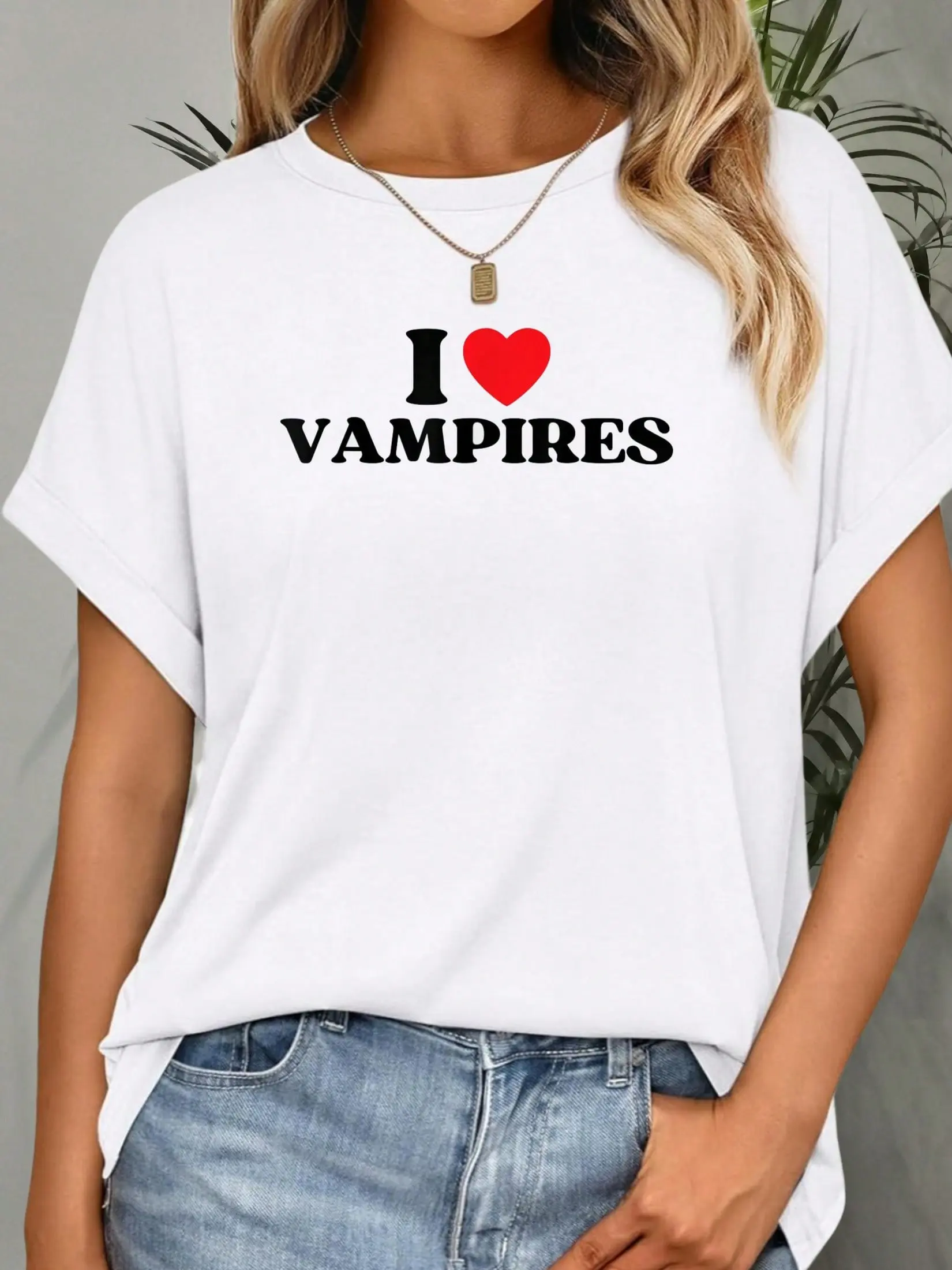 100% pure cotton Funny I Love Vampires Red Heart Vampires Halloween T-Shirt printed t-shirts for women